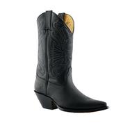 Mens Grinders Buffalo Black Leather Boots Slip On Western Cowboy Boots