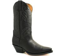 MENS GRINDERS BUFFALO BLACK LEATHER COWBOY WESTERN TALL POINTED TOE BOOTS-UK 10 (EU 44)
