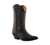 Mens Grinders Buffalo Brown Leather Boots Slip On Western Cowboy Boots