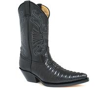 MENS GRINDERS CAROLINA BLACK LEATHER WESTERN TALL COWBOY BOOTS-UK 8 (EU 42)
