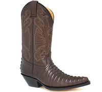 MENS GRINDERS CAROLINA BROWN LEATHER WESTERN TALL COWBOY BOOTS-UK 6 (EU 40)