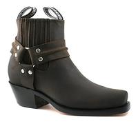 MENS GRINDERS HARNESS LO BROWN LEATHER WESTERN ANKLE COWBOY BOOTS -UK 8 (EU 42)