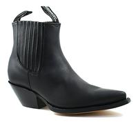 MENS GRINDERS MUSTANG BLACK LEATHER WESTERN ANKLE COWBOY BOOTS -UK 9 (EU 43)