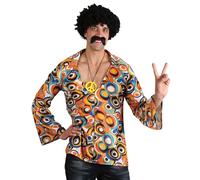 Mens Groovy Hippie Shirt Fancy Dress Costume - Large