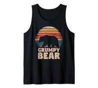 Mens Grumpy Bear Vintage Retro Funny Father's Day Tank Top