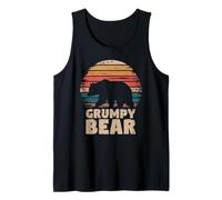 Mens Grumpy Bear Vintage Retro Funny Father's Day Tank Top