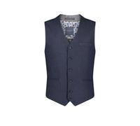Men's Guide London Italian Cotton & Linen Blend Waistcoat in Blue