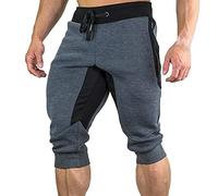 Men's Gym Joggers Running Shorts Lightweight Jogging Tracksuit Bottoms Elastic Waist Below Knee 3/4 Length Capri Cropped Shorts Cotton Casual Workout Athletic Track Shorts Dark Gray