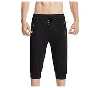 Men's Gym Joggers Running Shorts Lightweight Jogging Tracksuit Bottoms Elastic Waist Below Knee 3/4 Length Capri Cropped Shorts Cotton Casual Workout Athletic Track Shorts