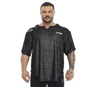 Men's Gym T-Shirt Active Wear Bodybuilding Lifting Oversize Rag Top | Towel Texture, Cotton Training Top, Black, 3XL