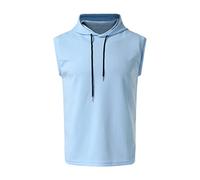 Men's Gym Tank Tops Sports T Shirt Thin Fitness Drawstring Elastic-Muscle Vest Solid Sleeveless Hoodies Round Neck Beach Shirt Comfortable Holiday Shirt Training Gym Bodybuilding Tops & T-Shirts Blue
