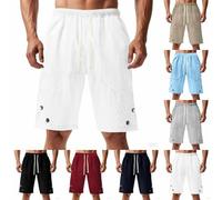 Men's Gym Workout Shorts Summer Drawstring Elastic Waist Beach Sweat Shorts Lightweight Vintage Waffle Knit Textured Casual Shorts Big and Tall Black