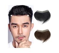 Mens Hair 16x2cm Men's Capillary Prosthesis Human Hair Toupee Thin Skin PU Base Forehead Hairpiece Patch Daily wigs(Natural Black)