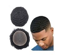 Mens Hair Afro Curly Toupee for Black Men Full Lace Human Hair Replacement System 8×10 Inch Men's Hair Prosthesis Daily wigs(2mm)