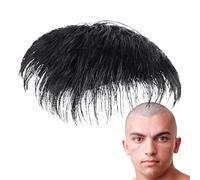 Mens Hair Piece - Men Hair Toupee, Human Hair Toupee | Natural Black Short Men Topper Wig Hairpiece Hair Extensions, Top of the Head, Real Human Hair Toupee Clip for Male Guy Daily Wear, Baldness