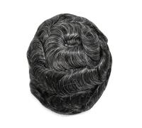 Men's Hair Prosthesis 0.1Mm Skin Wig Durable Wigs 100% Natural Human Hair System Capillary Prosthesis 30mm Wave 6x7#130#1B30