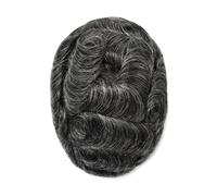 Men's Hair Prosthesis 0.1Mm Skin Wig Durable Wigs 100% Natural Human Hair System Capillary Prosthesis 30mm Wave 6x9#130#1B40