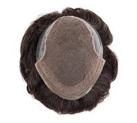 Men's Hair Replacement Systems Human Hair System Units Mens Wave Hairpieces French Lace PU Men Toupee Indian Remy Hair Wigs Natural Hairline Breathable Male Hair Prosthesis Men's Toupees(110%,7x9)