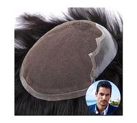 Men's Hair Replacement Systems Male Hair Prosthesis Remy Human Hair Replacement Systems Breathable French Lace and PU Base Men's Toupee Natural Straight Hair Wigs Men's Toupees(Straight 120%,7x9)