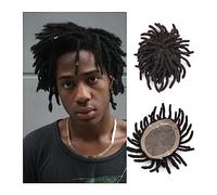 Men's Hair Replacement Systems Men Toupee Afro Curly Breadlocks Fine Mono and NPU Base Men's Hair Capillary Prothesis Natural Black 3-7" Male Curly Human Hair Replacement Systems Men's Toupees(3inches