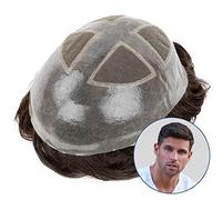 Men's Hair Replacement Systems Men Toupee Breathable Lace with PU Toupee for Men 120% Density Natural Human Hair Replacement System Male Hair Prosthesis Men's Hairpiece Wigs Men's Toupees(7x9)
