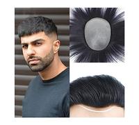 Men's Hair Replacement Systems Toupee for Men Thin Skin V-looped PU Base Hair pieces for Men Straight Human Hair Men's Toupee Natural Black Hair Replacement Sys,One Color-15x20cm