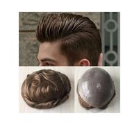 Mens Hair Toupee for Men, 6" Natural Looking European Human Hair Mens Toupee 0.1-0.12mm Full PU Skin with Knot Hair Capillary Prosthesis Replacement System Daily wigs(7x10)