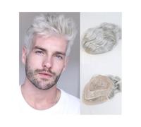 Mens Hair Toupee for Men Mono Lace with Thin Skin PU Breathable Male Hair Prosthesis #1B90 Gray Human Hair System Daily wigs