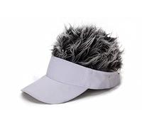 Men's Hair Visor Sun Hats Visor with Hair Fake Hat with Hairs for Men Novelty Spiked Adjustable Baseball Caps Funny Gift, White, Gray, M
