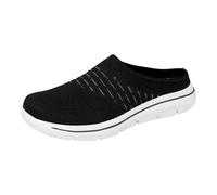 Mens Half Drag Casual Shoes, Wool Mule Plastic Slippers Breathable Soft Bottom Sneaker Lightweight Slip On Simple Shoe Anti-Slip Outdoor Jogging Footwear Solid Color Leisure Footwear Black