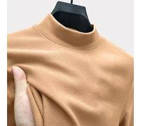 Men's Half Turtleneck Knitwear Pullover Sweatshirt with Slight Elasticity, Perfect for Casual, Shopping, Dating and Party Use (5XL Khaki)