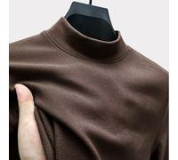 Men's Half Turtleneck Knitwear Pullover Sweatshirt with Slight Elasticity, Perfect for Casual, Shopping, Dating and Party Use (5XL Coffee)