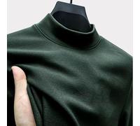 Men's Half Turtleneck Knitwear Pullover Sweatshirt with Slight Elasticity, Perfect for Casual, Shopping, Dating and Party Use (L Dark Green)