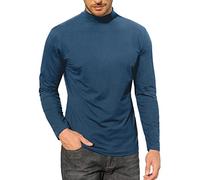Mens Half Turtleneck Shirt Long Sleeve Pullover Basic Designed Undershirt Polo Neck Stretch Slim Fit Sweaters Lake Blue, XXL