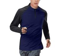 Men's Half Zip Gym Shirts Patchwork Running Sports T Shirts for Men Round Collar Quick Dry Moisture Workout Top Light and Breathable Sports Athletic Blouse Long Sleeve Stretch Active Wear