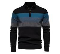 Men's Half Zip Jumper Fleece Lined Knit Turtleneck Sweater Warm Long Sleeve Stand Collar Pullover Mens Long-Sleeve Sweater Knitted Half Zip Pullover Stand Collar Warm Up Sweatshirt for Winter