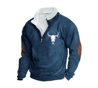 Mens Half Zip Jumper Fleece Lined Pullover Casual Long Sleeve Sweatshirt Stand Collar Sweater Classic Patchwork Tops Jacket Warm Sherpa Lined Pullovers Sports Leisure Jumper Workwear Plus Size S-5XL