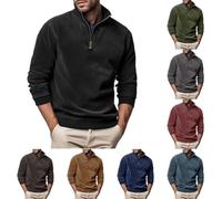 Mens Half Zip Jumpers Mens Half Zip Jumpers Casual Long Sleeve Sweatshirts Pullover Lightweight Solid Jumper Quarter Zip Leisure Winterpullover Fall Warm Pullover Daily Weekday Tops Khaki