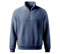 Mens Half Zip Jumpers Quarter Zip Jumper Men, Fleece Solid Color Plain Mock Neck Warm Comfy Casual Loose Athletic Fashion Outdoor Workout Pullover Sweatshirt (Navy, L)