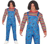 Mens Halloween Bad Doll Fancy Dress Costume Men's Horror Toy Outfit chucky fg.