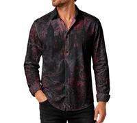 Men's Halloween Button Down Shirt, Long Sleeve Pirate Gothic Print | Dark pirate artwork with ghost ships, stormy seas and vintage horror details for Halloween parties, events and nights out.