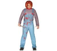 Mens Halloween Childs Play Killer Doll Adult Chucky Horror Fancy Dress Costume