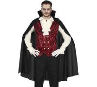 FIESTAS GUIRCA Classic Vampire Costume - Red and Black Full Costume with Cape for Adult Men Size S 46-48