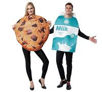 Mens Halloween Cookie Milk Combo Play Costume Food Character Costume Party Cosplay Costume Medieval Christmas Music Uli (White, One Size)