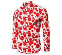 Men's Halloween Costume Blood Print Long Sleeve Lapel Collar Slim Fit Horror Blouse Classic Casual Chic Medieval Cosplay Large Size Top for Carnival Streetwear