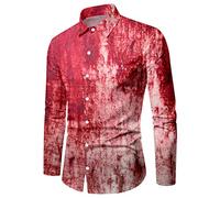 Men's Halloween Costume Blood Print Long Sleeve Lapel Collar Slim Fit Horror Blouse Classic Casual Chic Medieval Cosplay Large Size Top for Carnival Streetwear