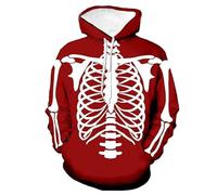 Mens Halloween Costume Skeleton Halloween Hoodie Men Fleece Lined Hoodie Outdoor Sweatshirt Long Sleeve Hoodies Loose Fit Hooded Pullovers Oversized Casual Streetwear Winter Warm Sweatshirts