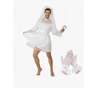 Men's Halloween Costume White Wedding Dress - Stag Do Outfit, Corpse Bride & Grease Fancy Dress for Men, Funny Costumes One Size