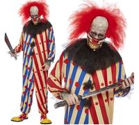 Mens Halloween Creepy Clown Fancy Dress Costume Outfit & Face Mask by Smiffys