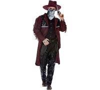 Smiffys Deluxe Dark Spirit Western Cowboy Costume, Burgundy, Jacket, Chaps, Holster, Hat & Mask, Halloween Adult Fancy Dress, Western Dress Up Costumes